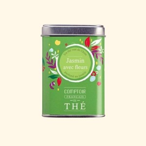 Jasmin avec fleurs en boîte métal de 100g