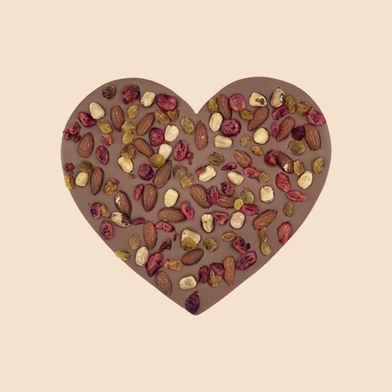 Cœur chocolat lait & fruits secs